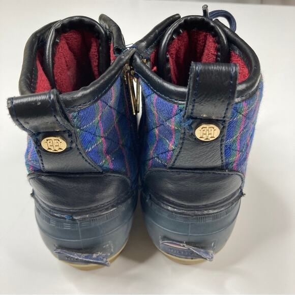 Tommy Hilfiger Blue Plaid Quilted Rain Duck Boots 6 - Picture 6 of 7